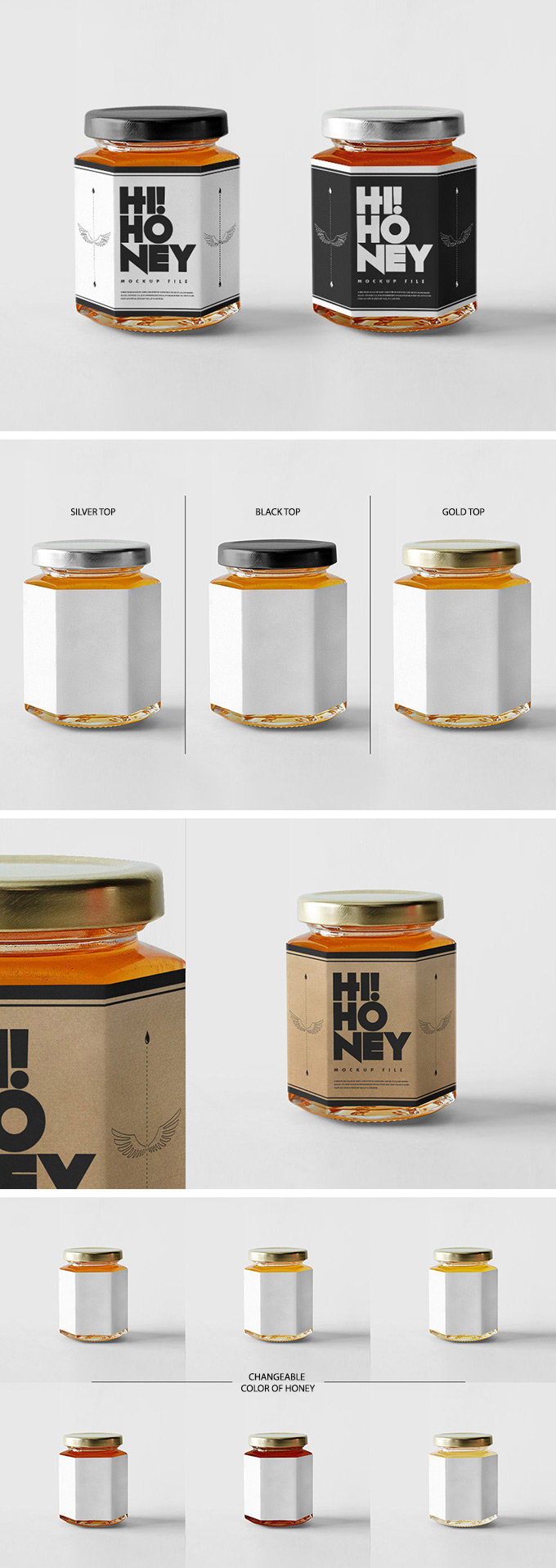 蜂蜜玻璃罐瓶贴 品牌展示模型PSD