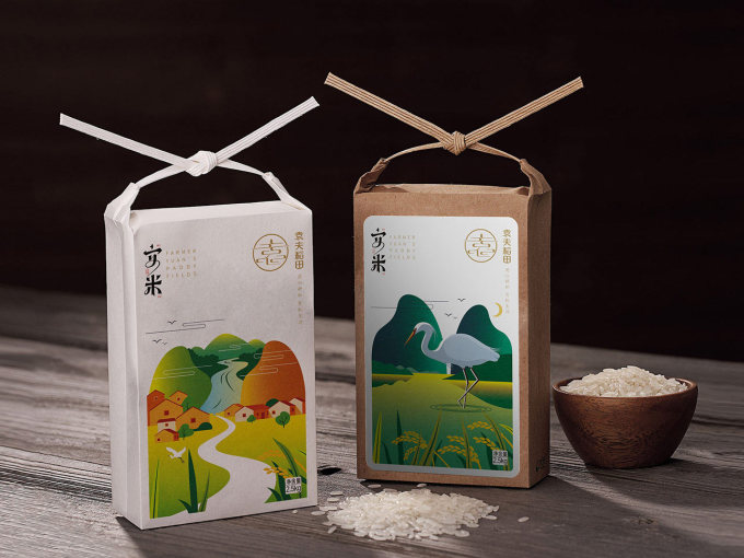 袁夫稻田大米食品包装设计 × 枫桥设计「和水鸟共生，与自然共鸣」