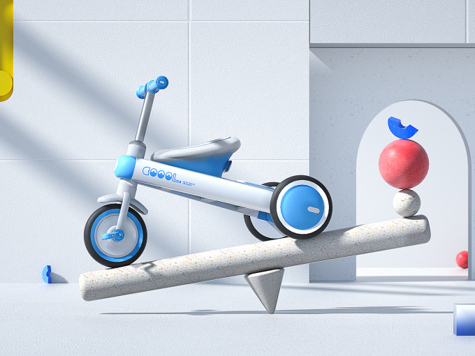 哈士奇設計作品-兒童平衡三輪車