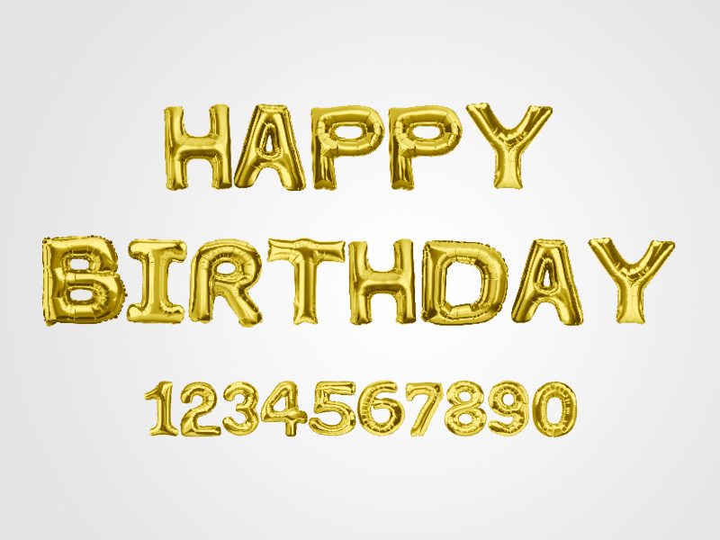 生日、新年和派对气球风格字体